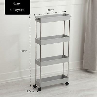 Bathroom  Storage Rack Four Layers Kitchen Narrow Cabinet Living Room Foor-standing Gap Shelf Home Furniture storage cabinet