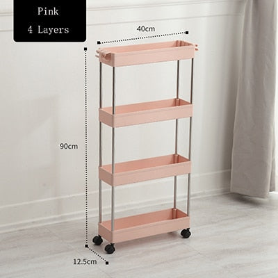 Bathroom  Storage Rack Four Layers Kitchen Narrow Cabinet Living Room Foor-standing Gap Shelf Home Furniture storage cabinet
