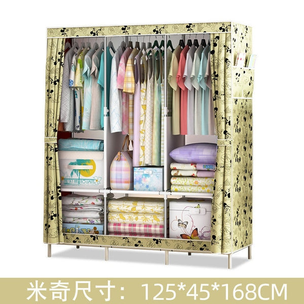DIY Non-woven Folding Portable Wardrobe Bedroom Furniture Bedroom Storage Cabinet Simple modern dustproof wardrobe