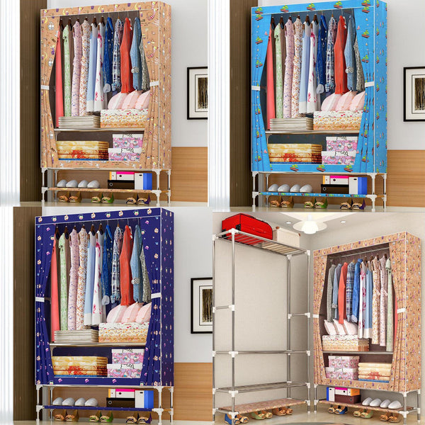 NEW Multi-purpose Oxford cloth Wardrobe 25mm Steel pipe Portable Folding Dustproof Clothing Storage Cabinet Furniture