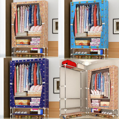 NEW Multi-purpose Oxford cloth Wardrobe 25mm Steel pipe Portable Folding Dustproof Clothing Storage Cabinet Furniture