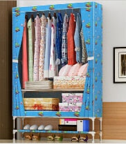 NEW Multi-purpose Oxford cloth Wardrobe 25mm Steel pipe Portable Folding Dustproof Clothing Storage Cabinet Furniture