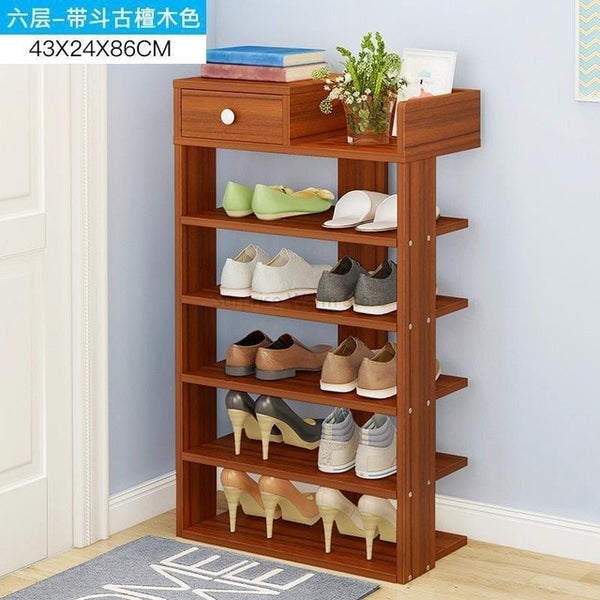 Multi-Layer Wooden Shoe Rack Easy Assemble Storage Shelf Shoe Cabinet Simple Shoe Rack Stand Shoes Organizers Home Furniture