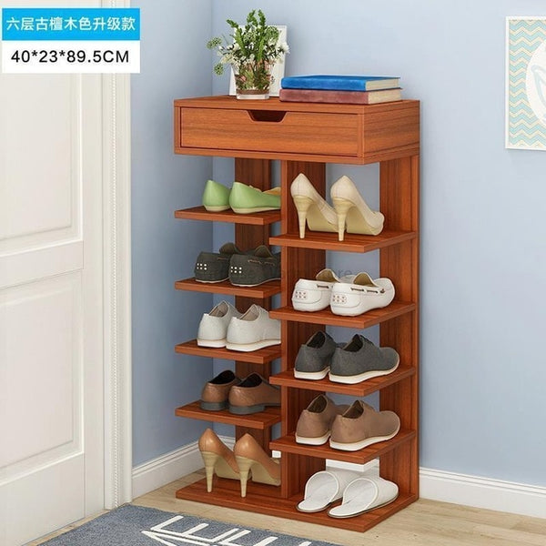 Multi-Layer Wooden Shoe Rack Easy Assemble Storage Shelf Shoe Cabinet Simple Shoe Rack Stand Shoes Organizers Home Furniture