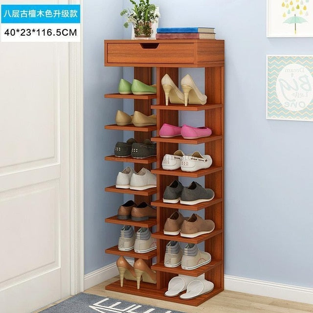 Multi-Layer Wooden Shoe Rack Easy Assemble Storage Shelf Shoe Cabinet Simple Shoe Rack Stand Shoes Organizers Home Furniture