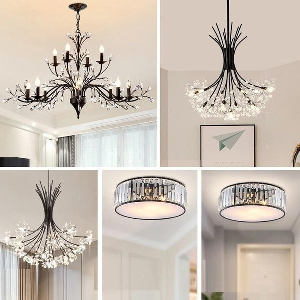 Light Pendant Hang European Crystal Home Deco Techo Moderna Lampara Colgante Lustre E Pendente Para Sala De Jantar Hanging Lamp