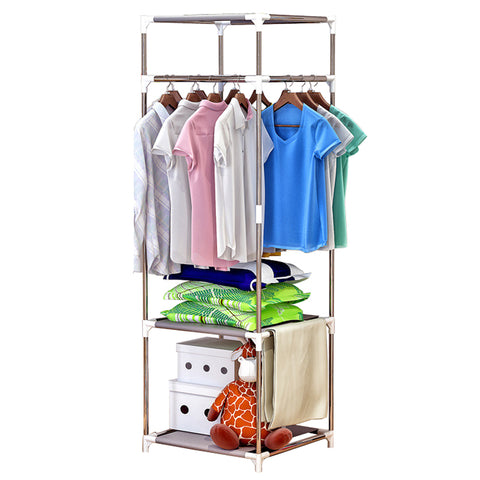 Metal Coat Rack Floor Standing Clothes Stand Garment Rack with Shelf Home Bedroom Clothing Wardrobe Storage Organizer Furniture