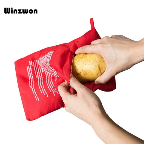 1Pcs Red Washable Cooker Bag Microwave Baking Potatoes Bag Rice Pocket Cooking Tools Easy To Cook Kitchen Gadgets Baking Tool