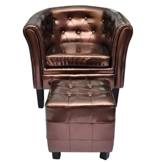 VidaXL Artificial Leather Barrel Tub Chair Armchair Club Bar Coffee Chair Single Sofa Living Room Furniture White Silver Gold