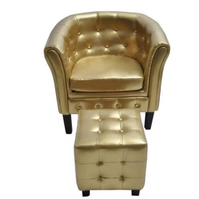 VidaXL Artificial Leather Barrel Tub Chair Armchair Club Bar Coffee Chair Single Sofa Living Room Furniture White Silver Gold