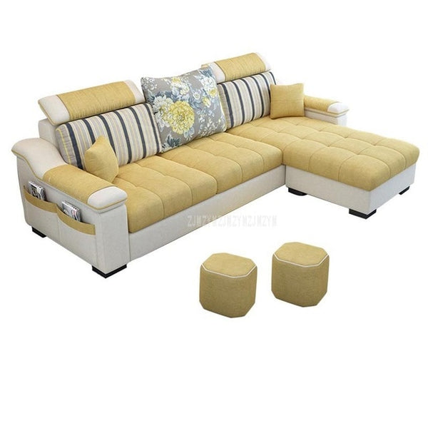 NEW 3 Seat Linen Living Room Sofa Set Home Furniture Modern Design Frame Soft Sponge L Shape Home Furniture