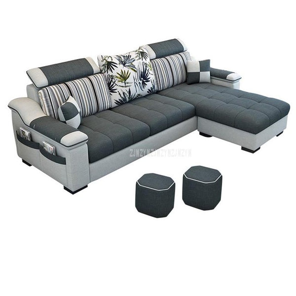 NEW 3 Seat Linen Living Room Sofa Set Home Furniture Modern Design Frame Soft Sponge L Shape Home Furniture