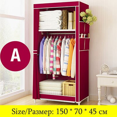 Students Dormitory Small Wardrobe Single Cloth Wardrobe Folding Portable Closet Clothing Storage Cabinet Home Furniture