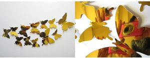 12pcs 3D Mirrors Butterfly Wall Stickers Decal Wall Art Removable Room Party Wedding Decor Home Deco Wall Sticker for Kids Room