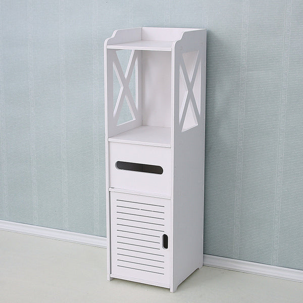 Waterproof Bathroom Cabinet Floor-standing Storage Shelf Rack Toilet Home Furniture Cabinet Wood-Plastic Board Cupboard Shelf