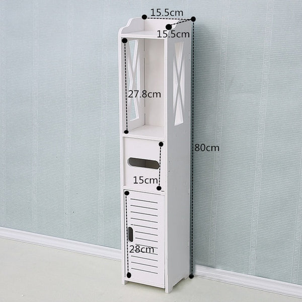 Waterproof Bathroom Cabinet Floor-standing Storage Shelf Rack Toilet Home Furniture Cabinet Wood-Plastic Board Cupboard Shelf