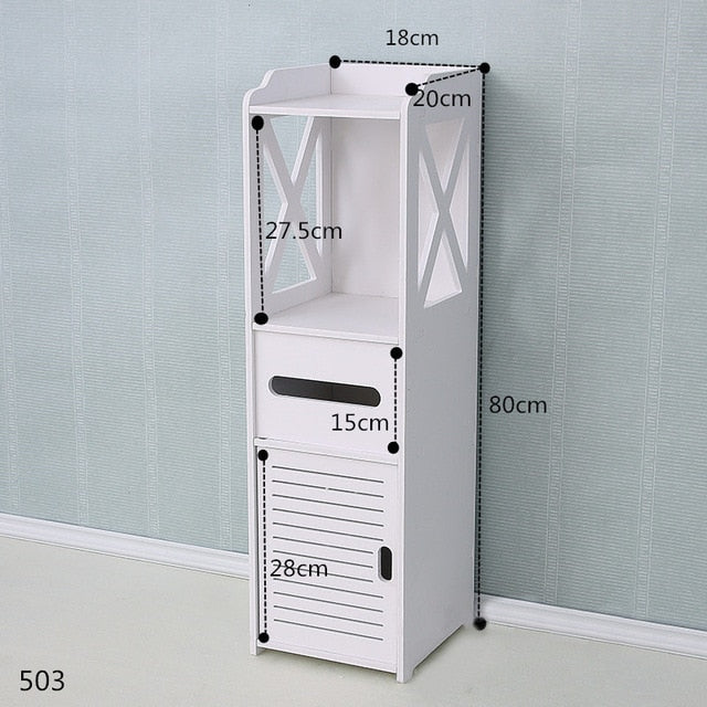 Waterproof Bathroom Cabinet Floor-standing Storage Shelf Rack Toilet Home Furniture Cabinet Wood-Plastic Board Cupboard Shelf