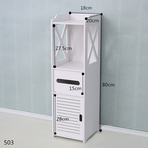 Waterproof Bathroom Cabinet Floor-standing Storage Shelf Rack Toilet Home Furniture Cabinet Wood-Plastic Board Cupboard Shelf