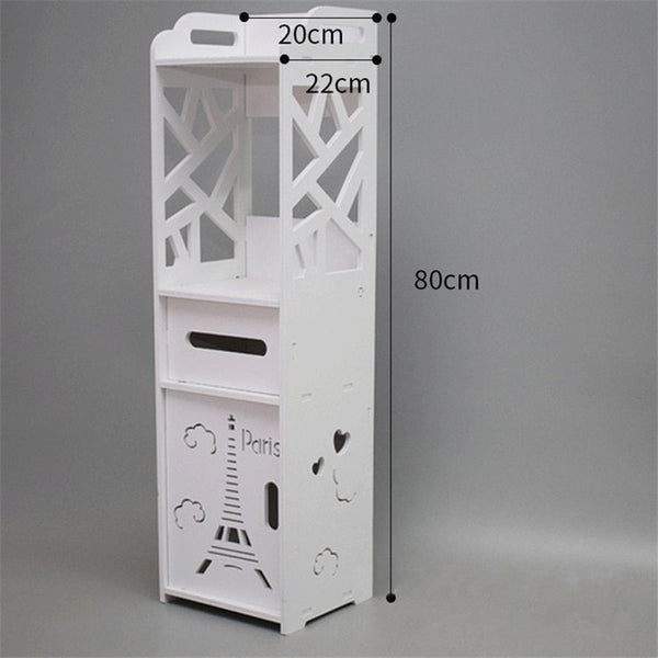 Waterproof Bathroom Cabinet Floor-standing Storage Shelf Rack Toilet Home Furniture Cabinet Wood-Plastic Board Cupboard Shelf