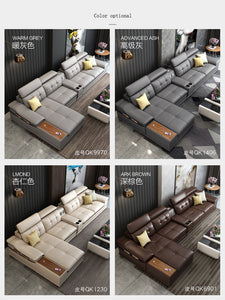 Leather sofa fashion smart modern corner head leather cowhide sofa assembly simple furniture