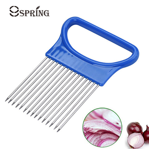 Kitchen Gadgets Easy Cut Onion Holder Stainless Steel Onion Slicing Holder Potato Slicer Vegetable Cutter Holder Cooking Tools