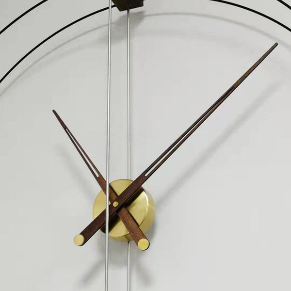 Walnut Solid Large Pointer Wall Clock Double Circle Pole Modern Nordic Creative Spanish Wall Hanging Clock