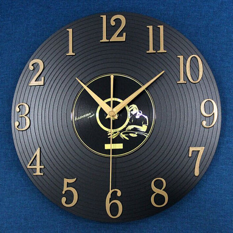 Creative  Back In Time Retro Wall Clock Music Notes Vinyl CD Album Hanging Clock Black Living Room Home Bedroom Cafe Decor