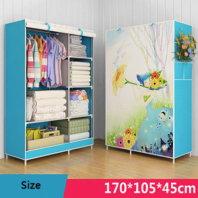 3D Cartoon Pattern Folding Cloth Wardrobe Closet Children Room Decorate Storage Cabinet Bedroom Assembly Wardrobe Home Furniture
