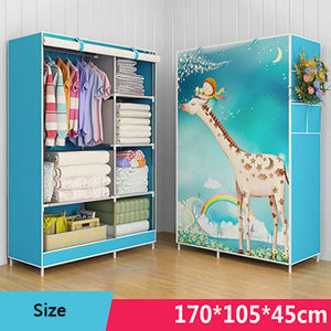 3D Cartoon Pattern Folding Cloth Wardrobe Closet Children Room Decorate Storage Cabinet Bedroom Assembly Wardrobe Home Furniture