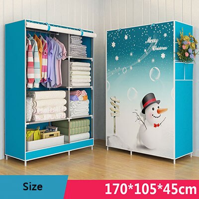 3D Cartoon Pattern Folding Cloth Wardrobe Closet Children Room Decorate Storage Cabinet Bedroom Assembly Wardrobe Home Furniture