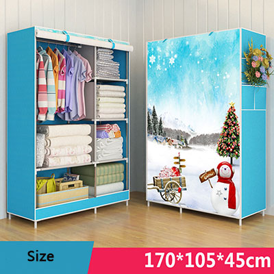 3D Cartoon Pattern Folding Cloth Wardrobe Closet Children Room Decorate Storage Cabinet Bedroom Assembly Wardrobe Home Furniture