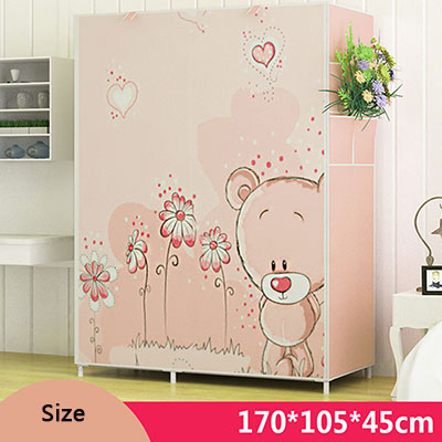 3D Cartoon Pattern Folding Cloth Wardrobe Closet Children Room Decorate Storage Cabinet Bedroom Assembly Wardrobe Home Furniture