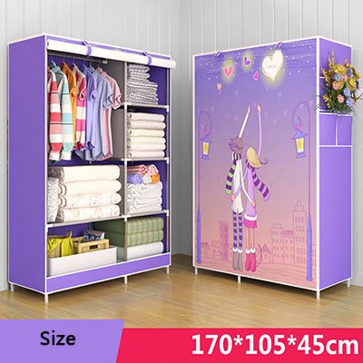3D Cartoon Pattern Folding Cloth Wardrobe Closet Children Room Decorate Storage Cabinet Bedroom Assembly Wardrobe Home Furniture