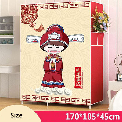 3D Cartoon Pattern Folding Cloth Wardrobe Closet Children Room Decorate Storage Cabinet Bedroom Assembly Wardrobe Home Furniture
