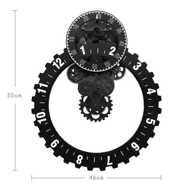 Home Electronic Clock Large Wall Clock Gear Watch Retro Living Room Wall Clocks Home Decor Creative Circular Mechanical SC045