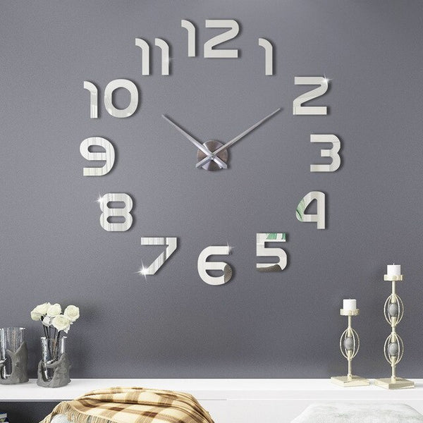 DIY 3D Large Wall Clock Modern Design Wall Sticker Clock 2020 New Home Decor Living Room Silent Acrylic Mirror Big Wall Clocks