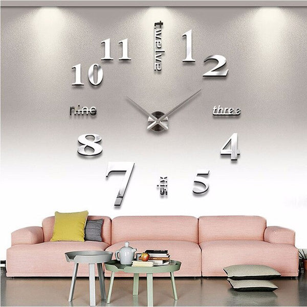 DIY 3D Large Wall Clock Modern Design Wall Sticker Clock 2020 New Home Decor Living Room Silent Acrylic Mirror Big Wall Clocks