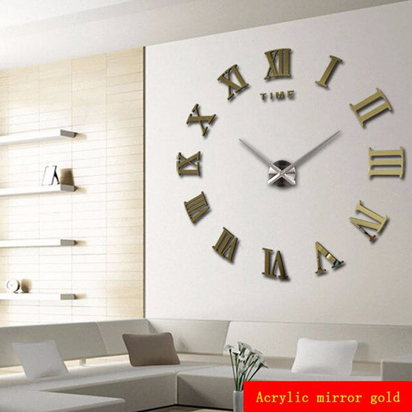 DIY 3D Large Wall Clock Modern Design Wall Sticker Clock 2020 New Home Decor Living Room Silent Acrylic Mirror Big Wall Clocks