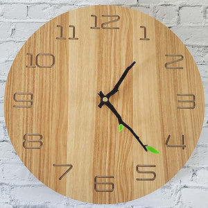 12 Inch Wall Clock Living Room Bedroom Decoration Creative Wood Grain Mute Wall Clock