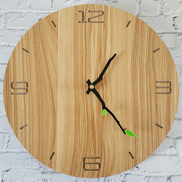 12 Inch Wall Clock Living Room Bedroom Decoration Creative Wood Grain Mute Wall Clock