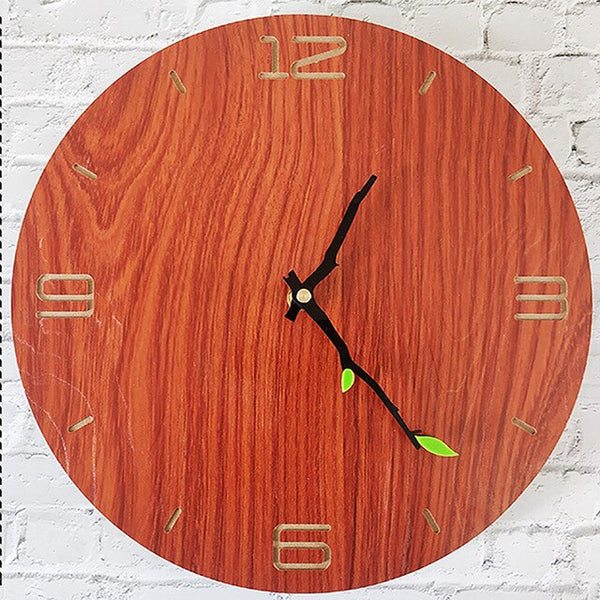 12 Inch Wall Clock Living Room Bedroom Decoration Creative Wood Grain Mute Wall Clock