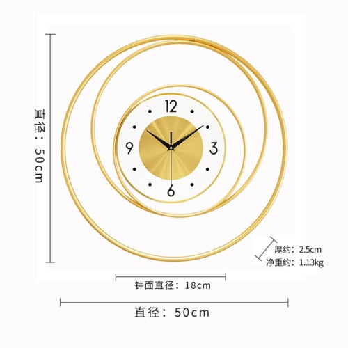 Large Nordic Modern Design Wall Clock Decor Minimalist Metal Gold Wall Clock Living Room Creative Wand Klok Home Watch JJ60WC
