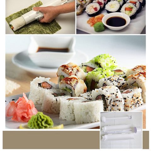 New DIY Sushi Maker Machine Roller Sushi Tools Roll Mold Making Kit Bazooka Rice Meat Vegetables Making Kitchen Gadgets Supplies
