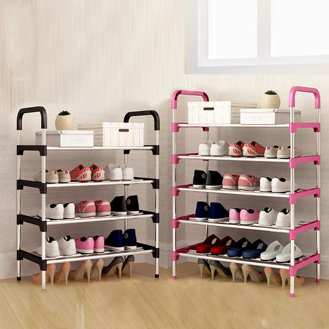 Metal DIY Assembly Shoe Rack Space Saving  Shoe Shelf for Closet with Handrail Cabinet Shoes Home Furniture