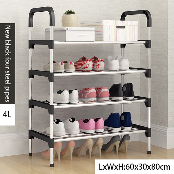 Metal DIY Assembly Shoe Rack Space Saving  Shoe Shelf for Closet with Handrail Cabinet Shoes Home Furniture