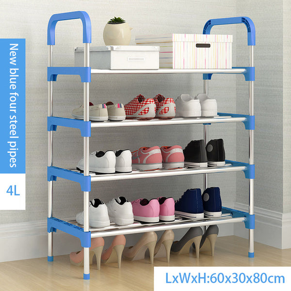 Metal DIY Assembly Shoe Rack Space Saving  Shoe Shelf for Closet with Handrail Cabinet Shoes Home Furniture