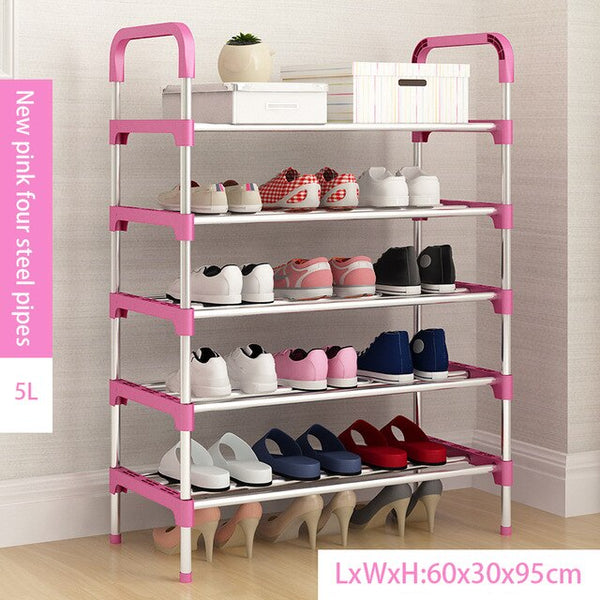 Metal DIY Assembly Shoe Rack Space Saving  Shoe Shelf for Closet with Handrail Cabinet Shoes Home Furniture