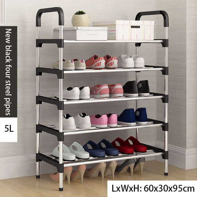 Metal DIY Assembly Shoe Rack Space Saving  Shoe Shelf for Closet with Handrail Cabinet Shoes Home Furniture