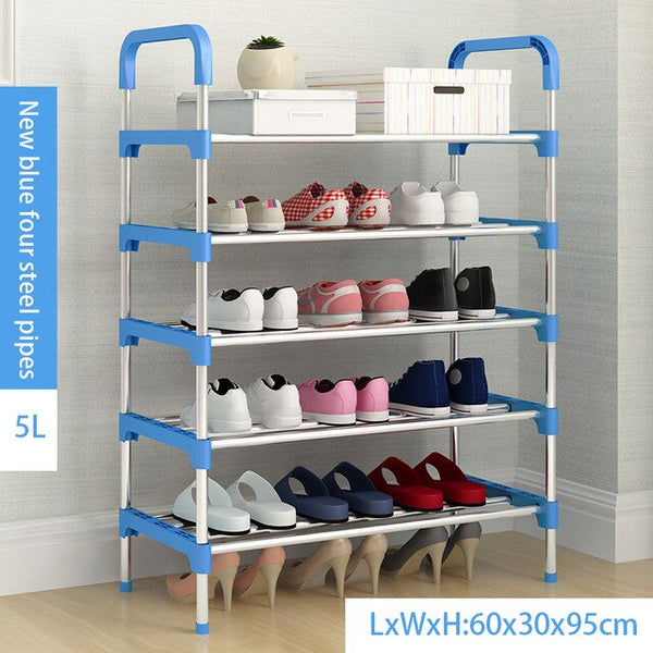 Metal DIY Assembly Shoe Rack Space Saving  Shoe Shelf for Closet with Handrail Cabinet Shoes Home Furniture