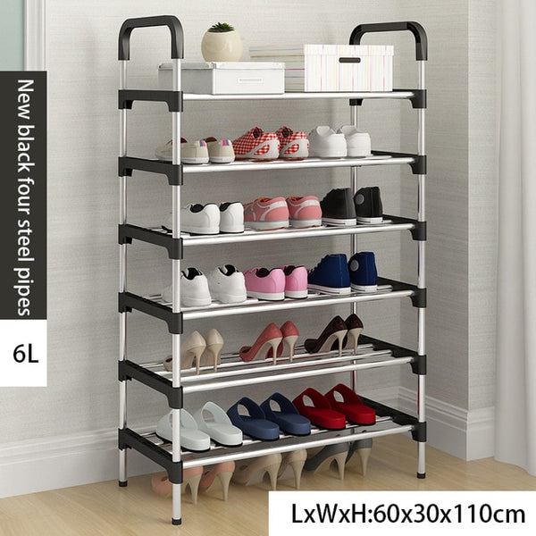 Metal DIY Assembly Shoe Rack Space Saving  Shoe Shelf for Closet with Handrail Cabinet Shoes Home Furniture